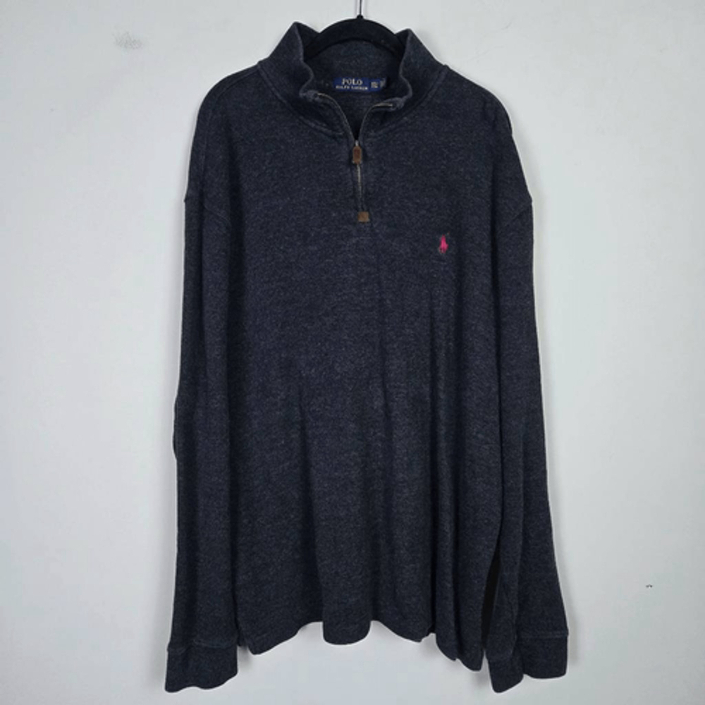 Polo Ralph Lauren Mens 1/4 Zip Sweater XXL Grey Neutral Preppy Layers Cozy Work - Picture 1 of 7